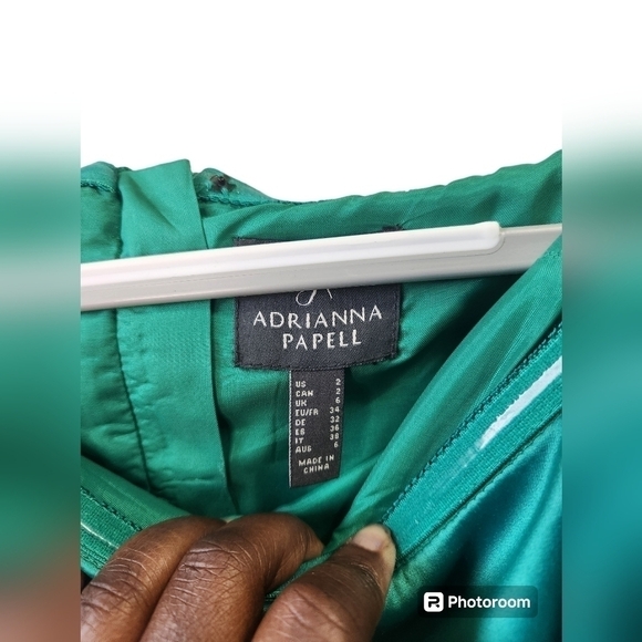 Adrianna Papell Women's Satin Ruffled Off-The-Shoulder Dress Sz. 2 - Picture 4 of 7